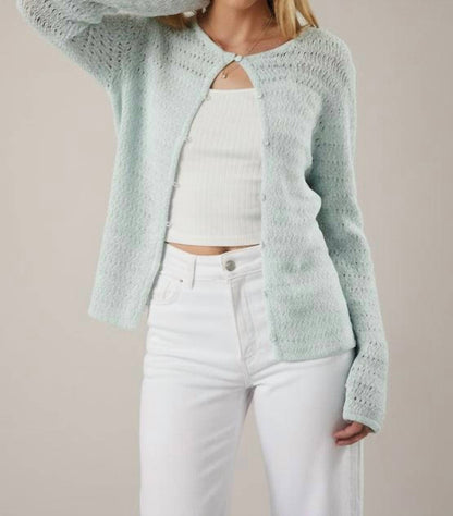 Alessia Open Weave Button Cardigan