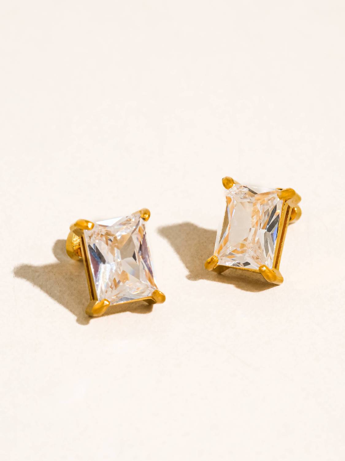 The Camille Flat Back Rectangular Shaped Earrings