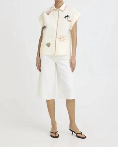 Button Front Embroidered Shirt