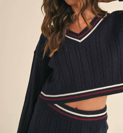 Arwen V-neck Sweater And Skirt Set