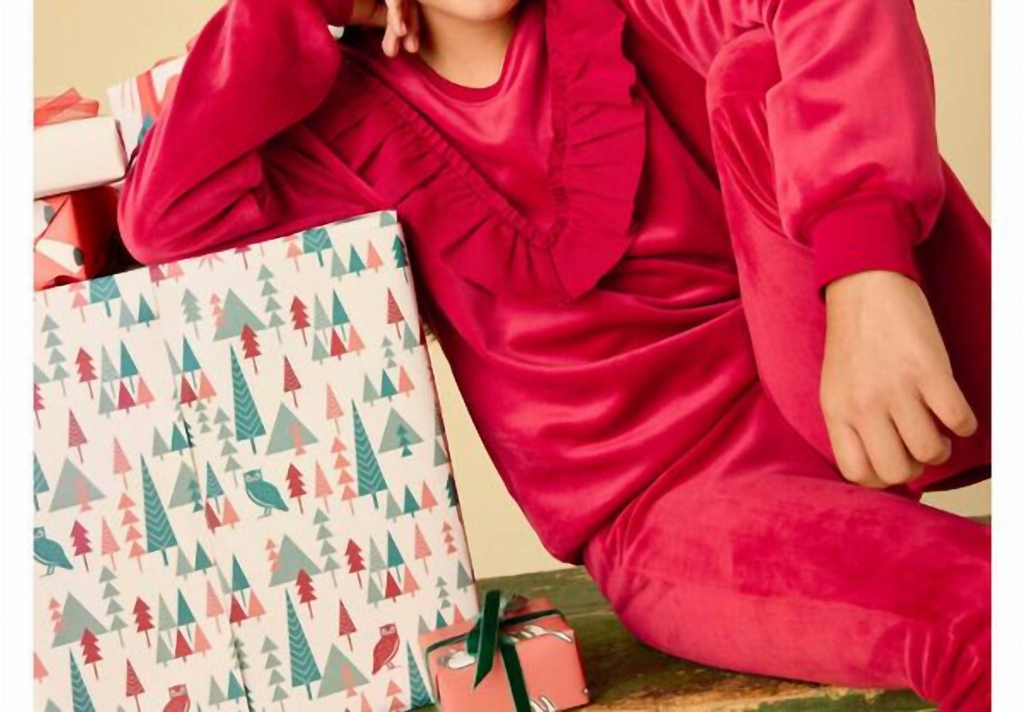 Girl's Very Velour Ruffle Tunic Top