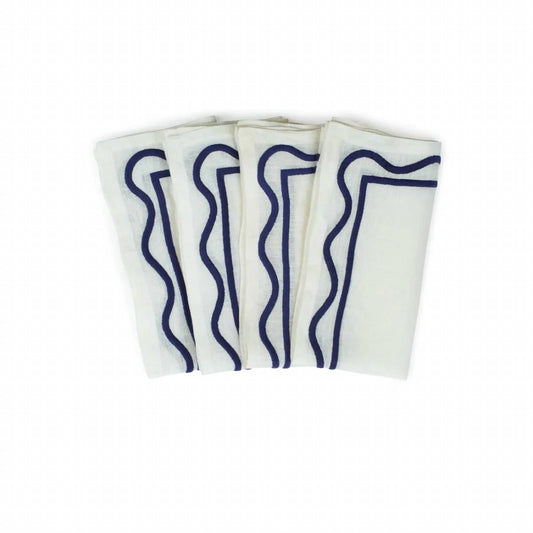 Colorblock Embroidered Linen Napkins - Set Of 4
