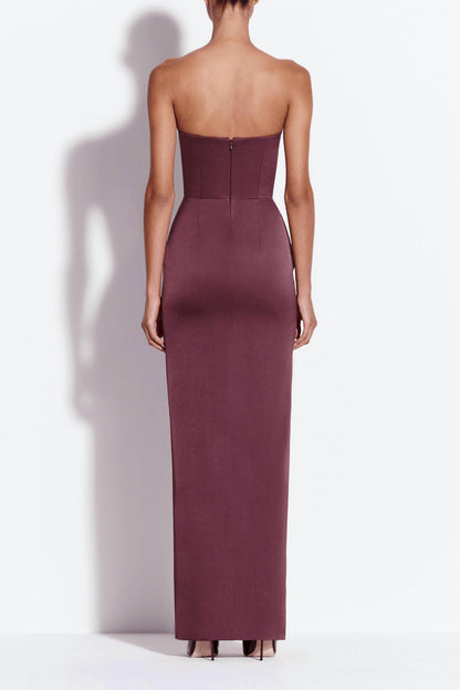 Strapless Cup Column Satin Maxi Dress