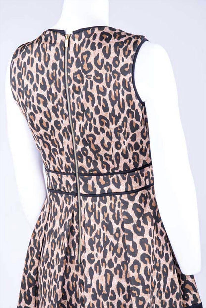 V Neck Leopard Print A-line Dress