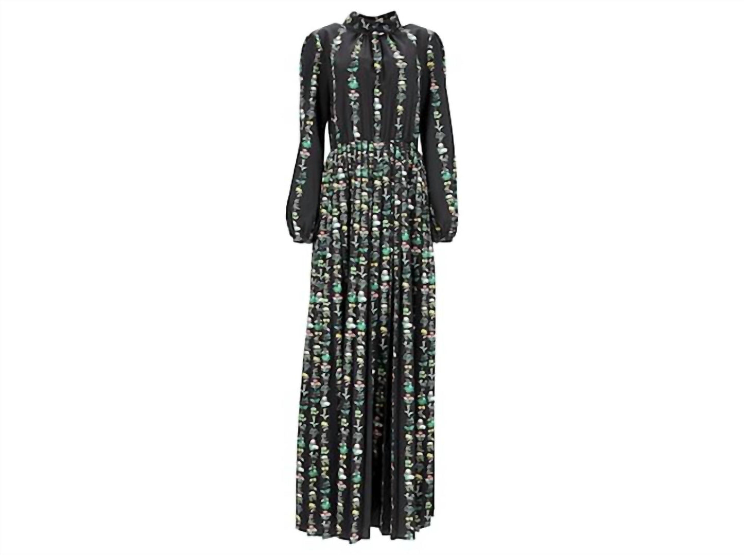 Floral Crepe De Chine Pleated Maxi Dress