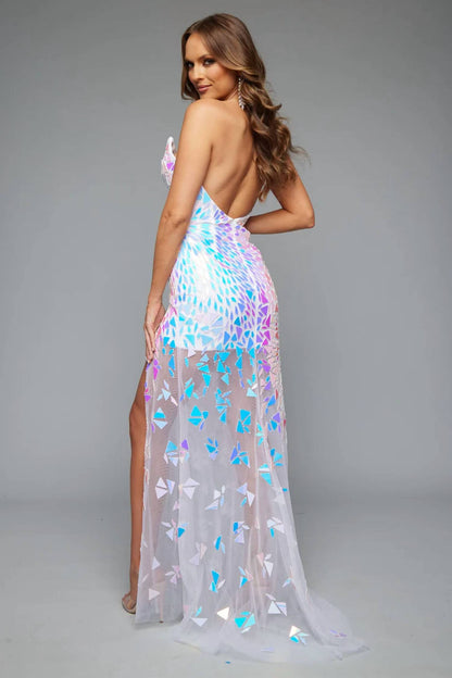Holographic Sheer Overlay Dress