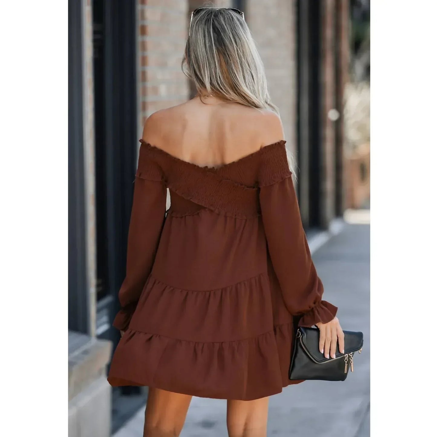 Cupshe - Boho Crisscross Off Shoulder Mini Dress - Rack Hunt
