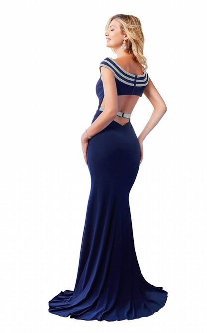 Cap Sleeves Cutout Long Gown