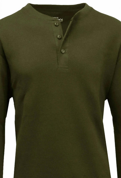 Men's Long Sleeve Thermal Henley Shirt