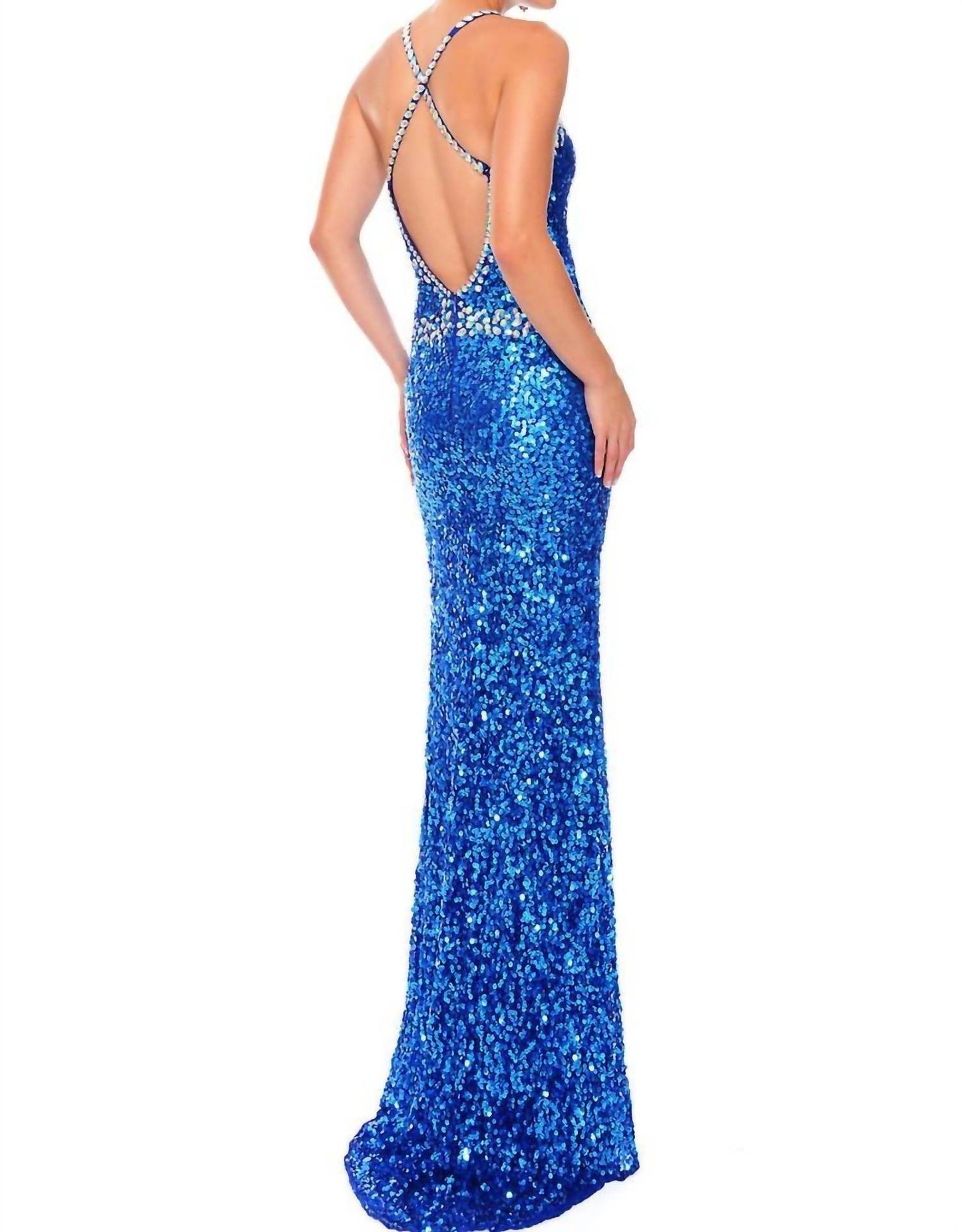 Precious Formals - Hand Beaded Prom Dress With High Slit - Rack Hunt -