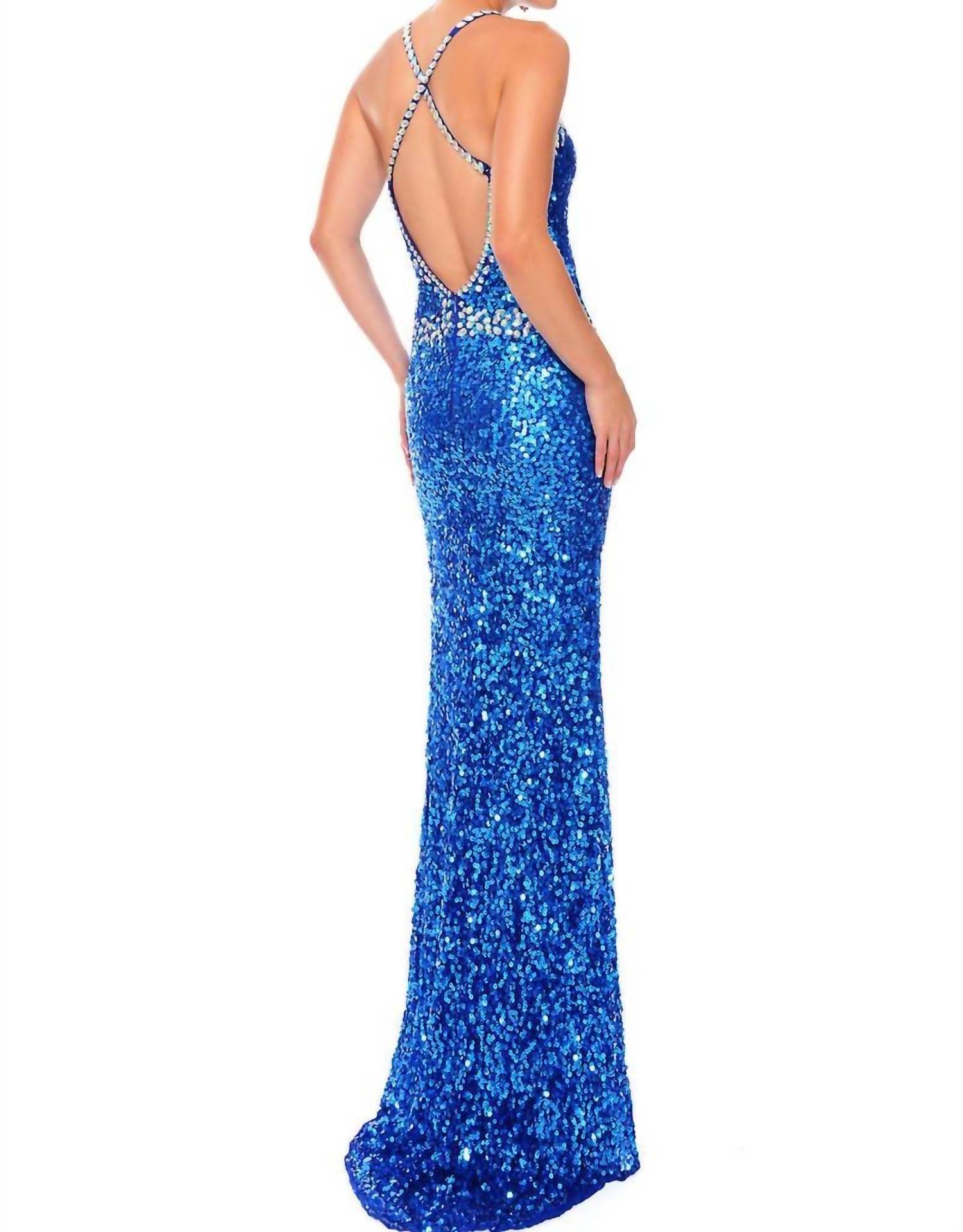 Precious Formals - Hand Beaded Prom Dress With High Slit - Rack Hunt -