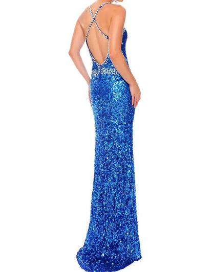 Precious Formals - Hand Beaded Prom Dress With High Slit - Rack Hunt