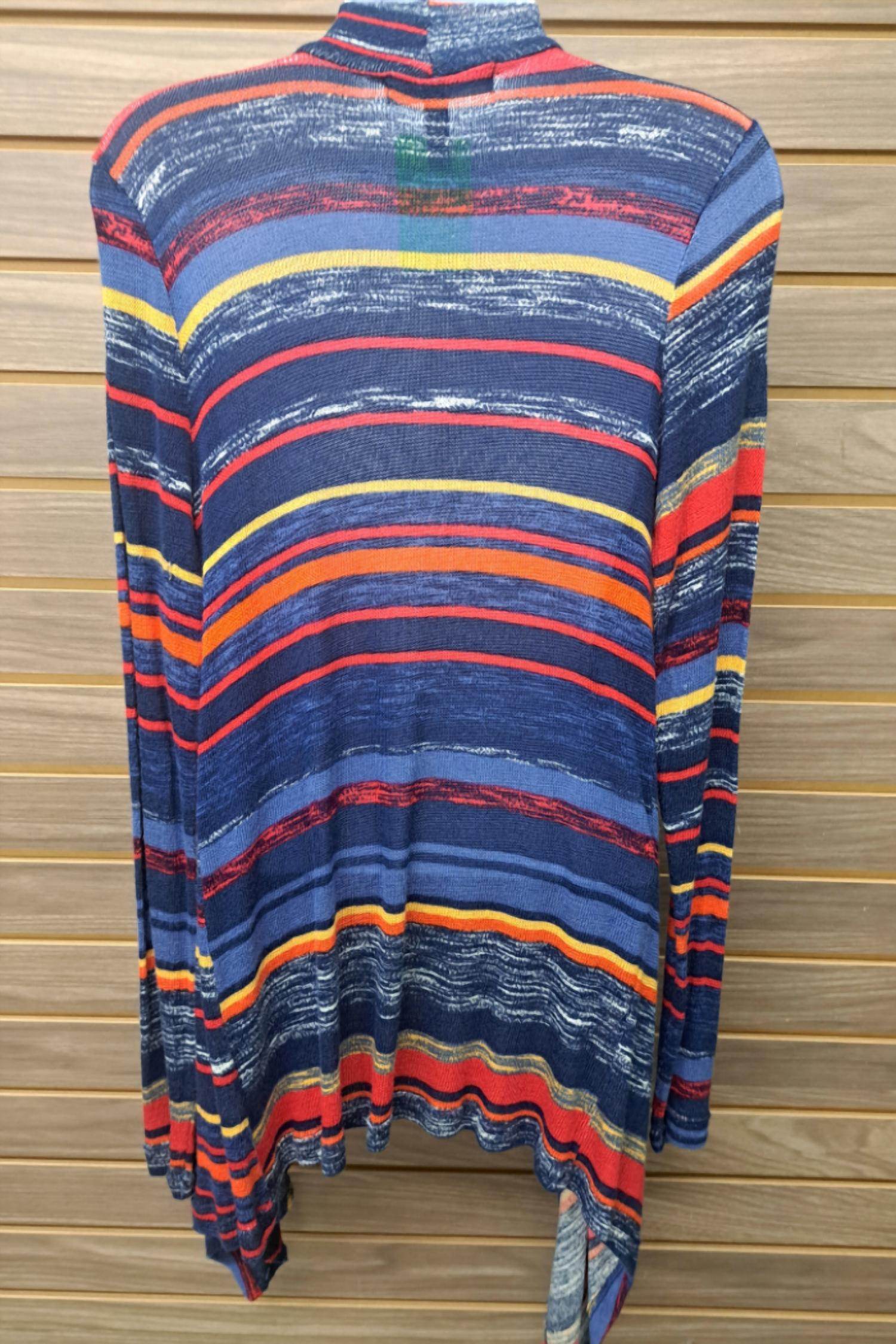 Derek Heart - Women's Colorful Stripes Open Cardigan - Rack Hunt -