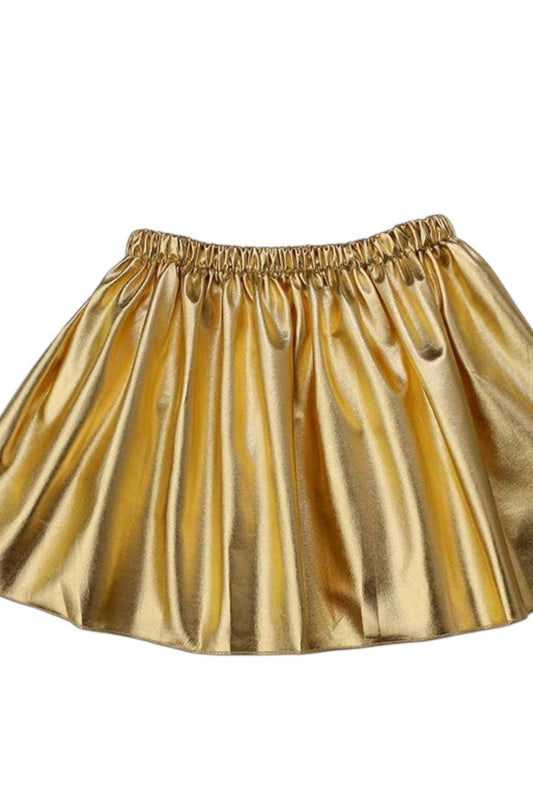 Girls Shimmering Pleated Metallic Skirt