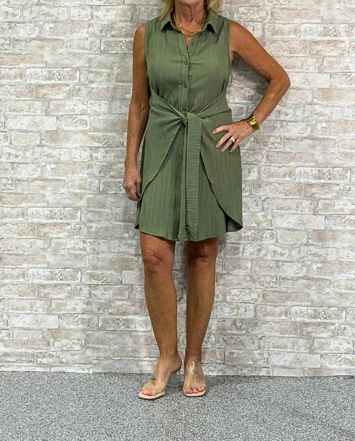 Textured Belted Mini Dress