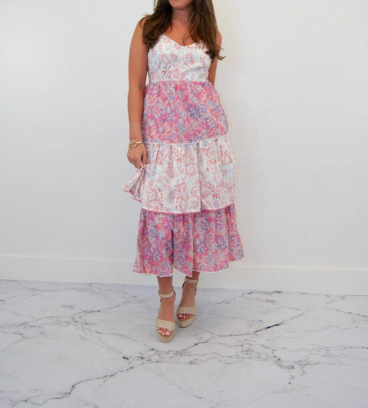 Ultramarine - Olivia Vintage Paisley Tiered Midi Dress - Rack Hunt -