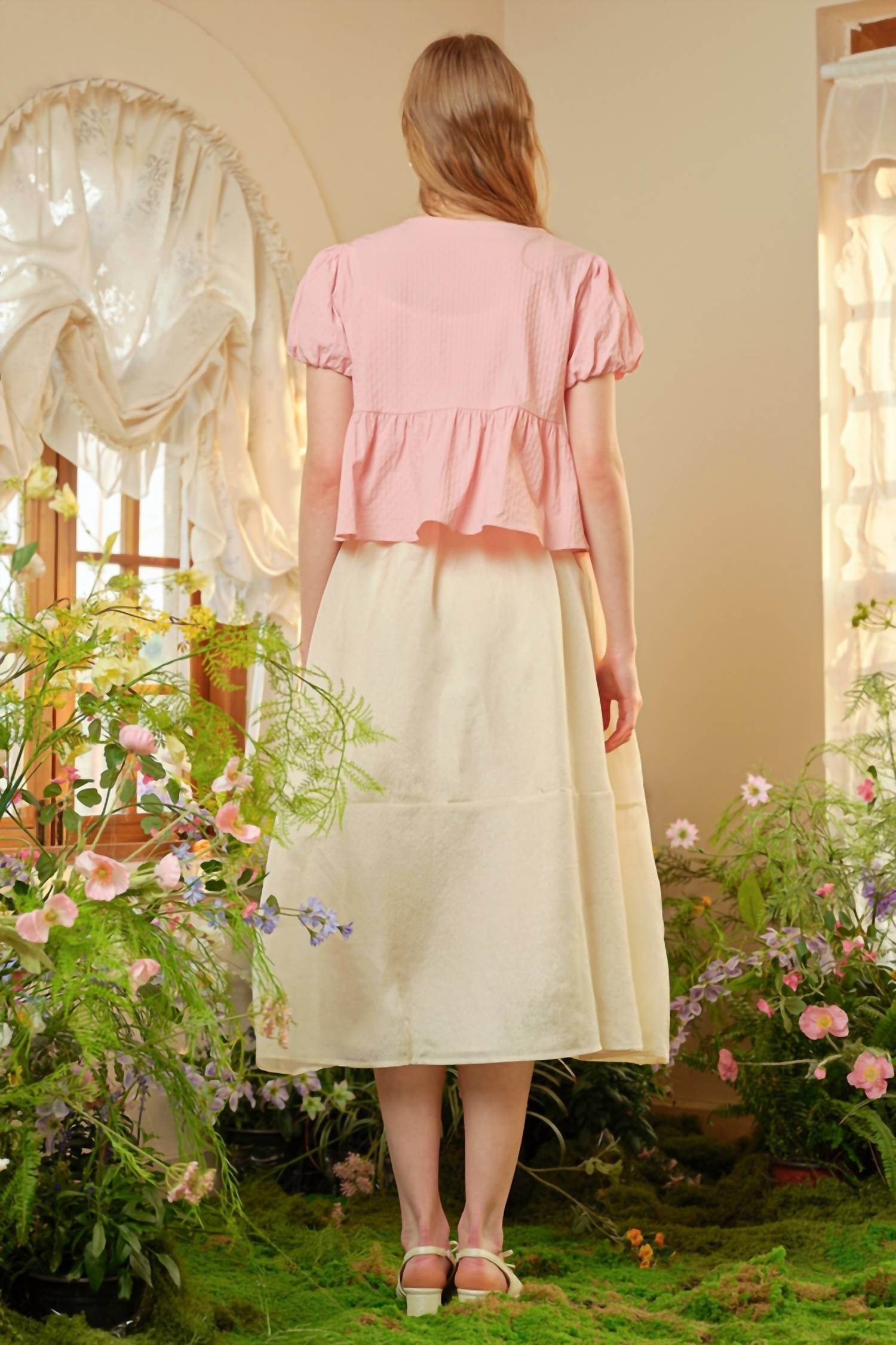 Rosie Posie - Textured High Waisted Midi Skirt - Rack Hunt -