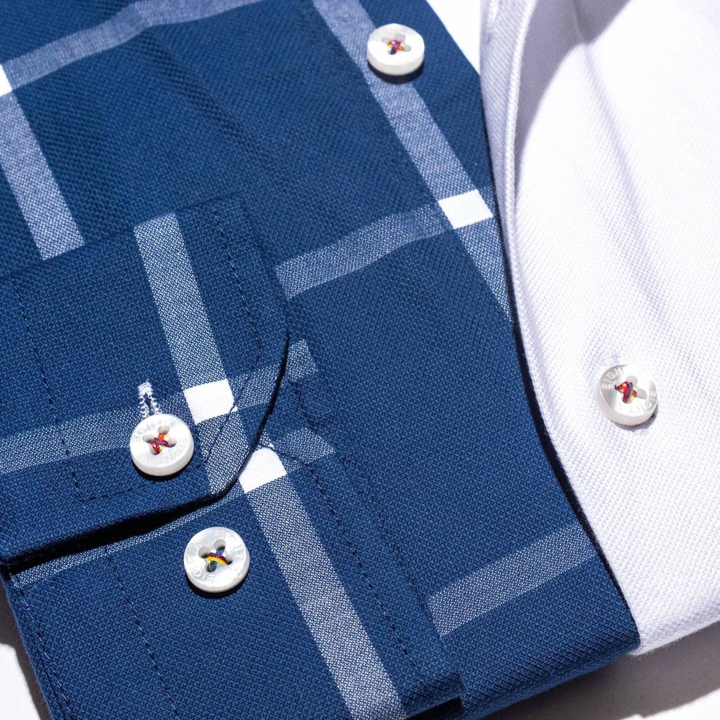Part Plaid Frog Oxford Button Down Shirt