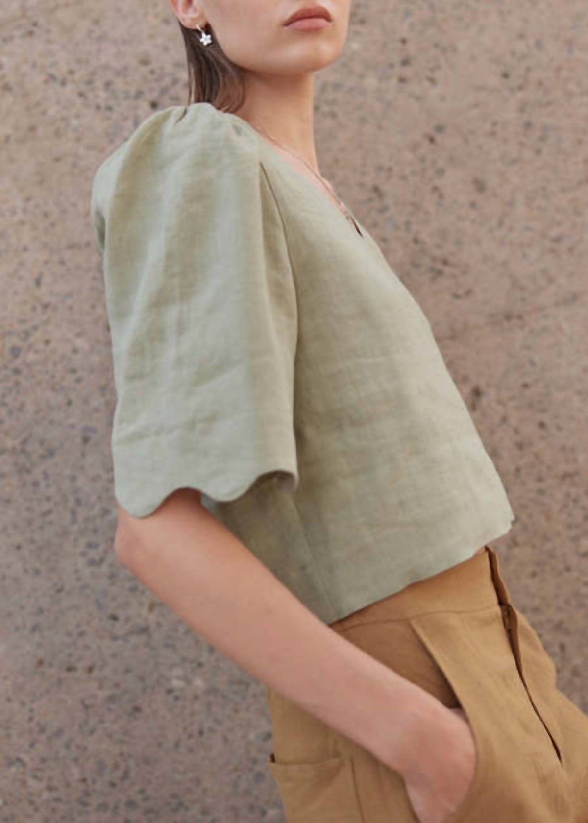 Hera Linen Puff Sleeve Top