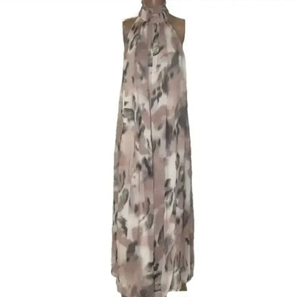Maeve - Women's Halter Sheer Printed Maxi Dress - Rack Hunt
