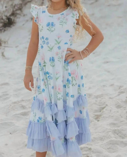 Kid's Bella Floral Flutter Sleeve Dress