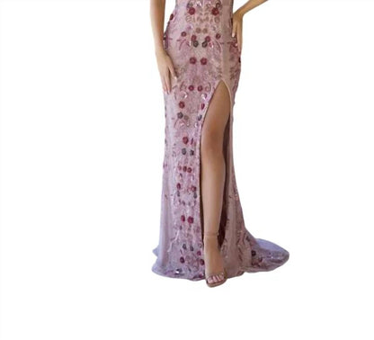 Floor-length Beaded Formal Gown