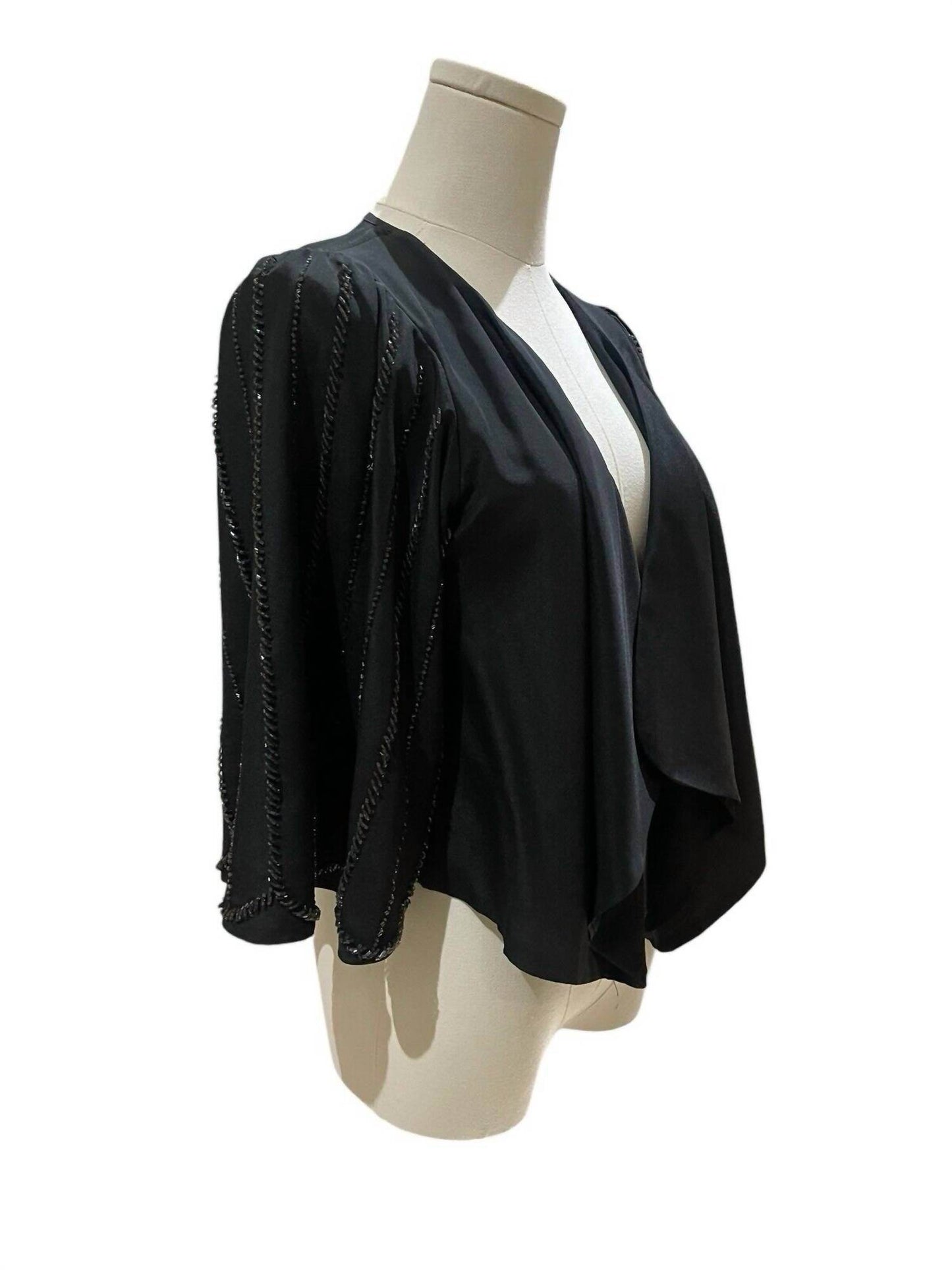 MM Couture - Women's Beaded Shrug Open Front Draped Blouse - Rack Hunt