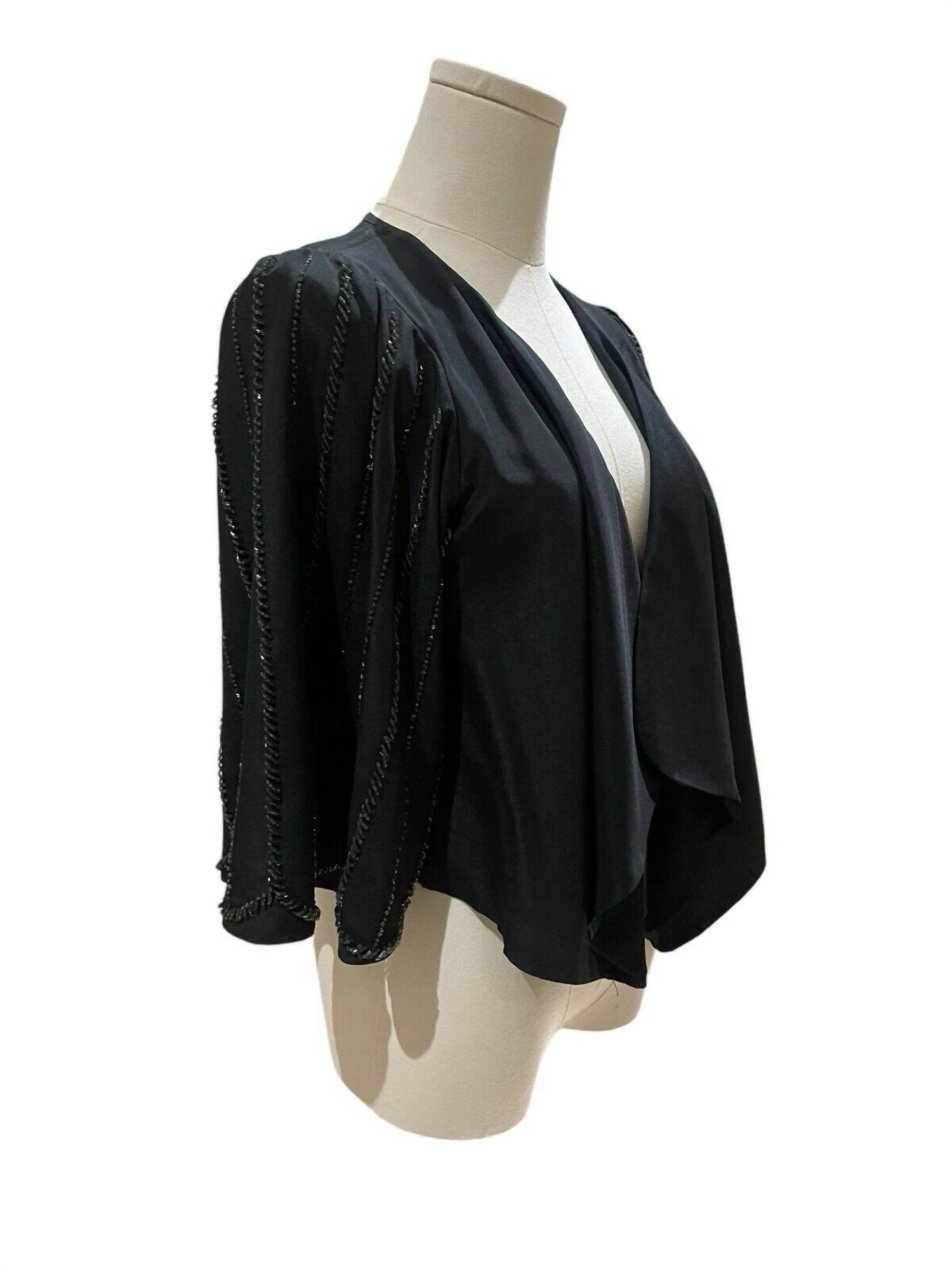 MM Couture - Women's Beaded Shrug Open Front Draped Blouse - Rack Hunt