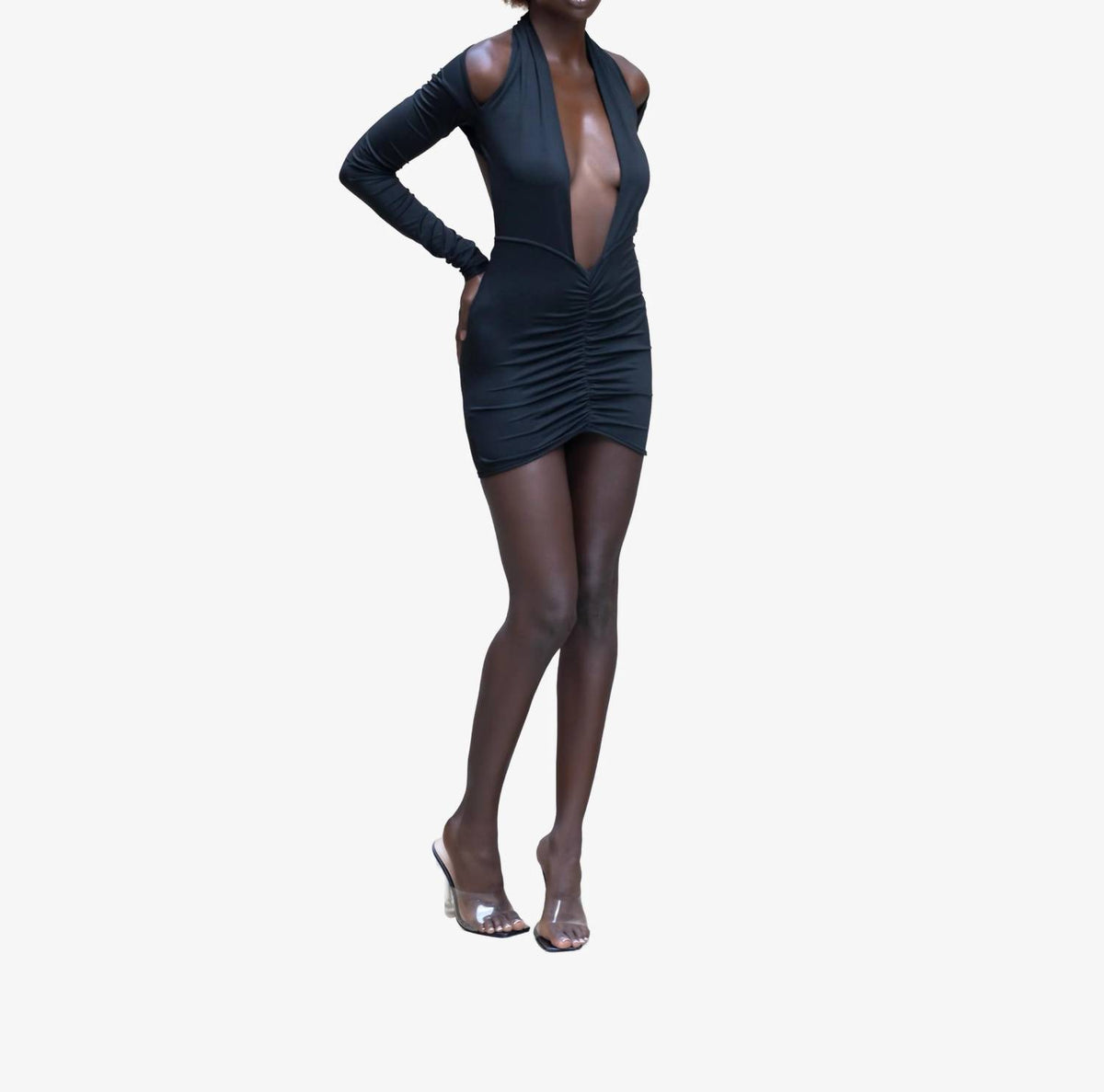 Solid Halter Body Mini Dress