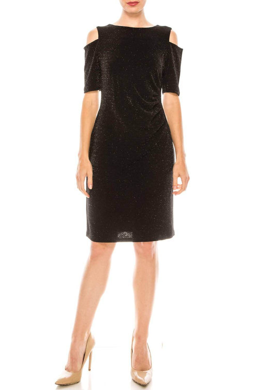 ILE Clothing - Side Pleat Cold Shoulder Sheath Dress - Rack Hunt -