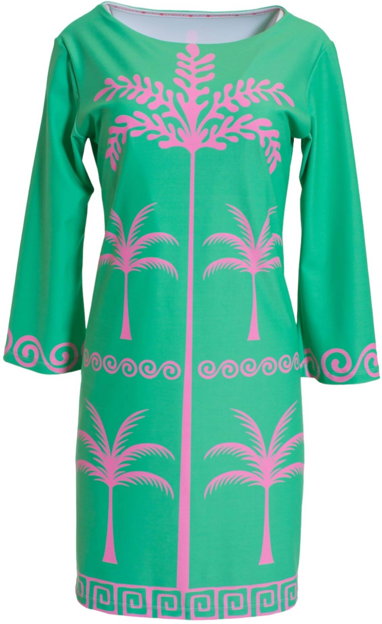 Michelle Parisou - Tropical Palms Pink and Green Dress - Rack Hunt