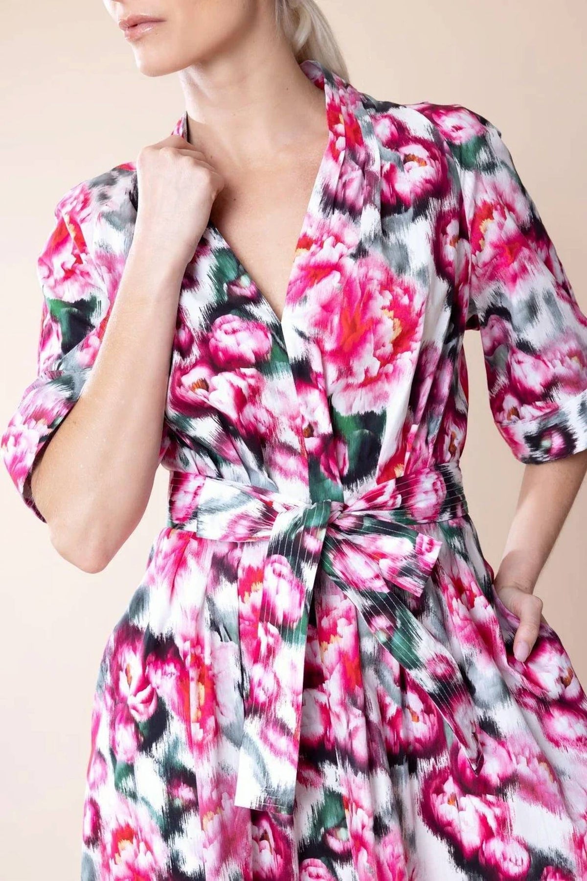 Asymmetrical Printed Poplin Dress
