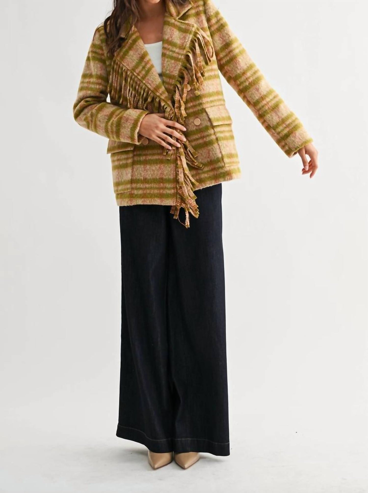 Meg Plaid Fringe Jacket