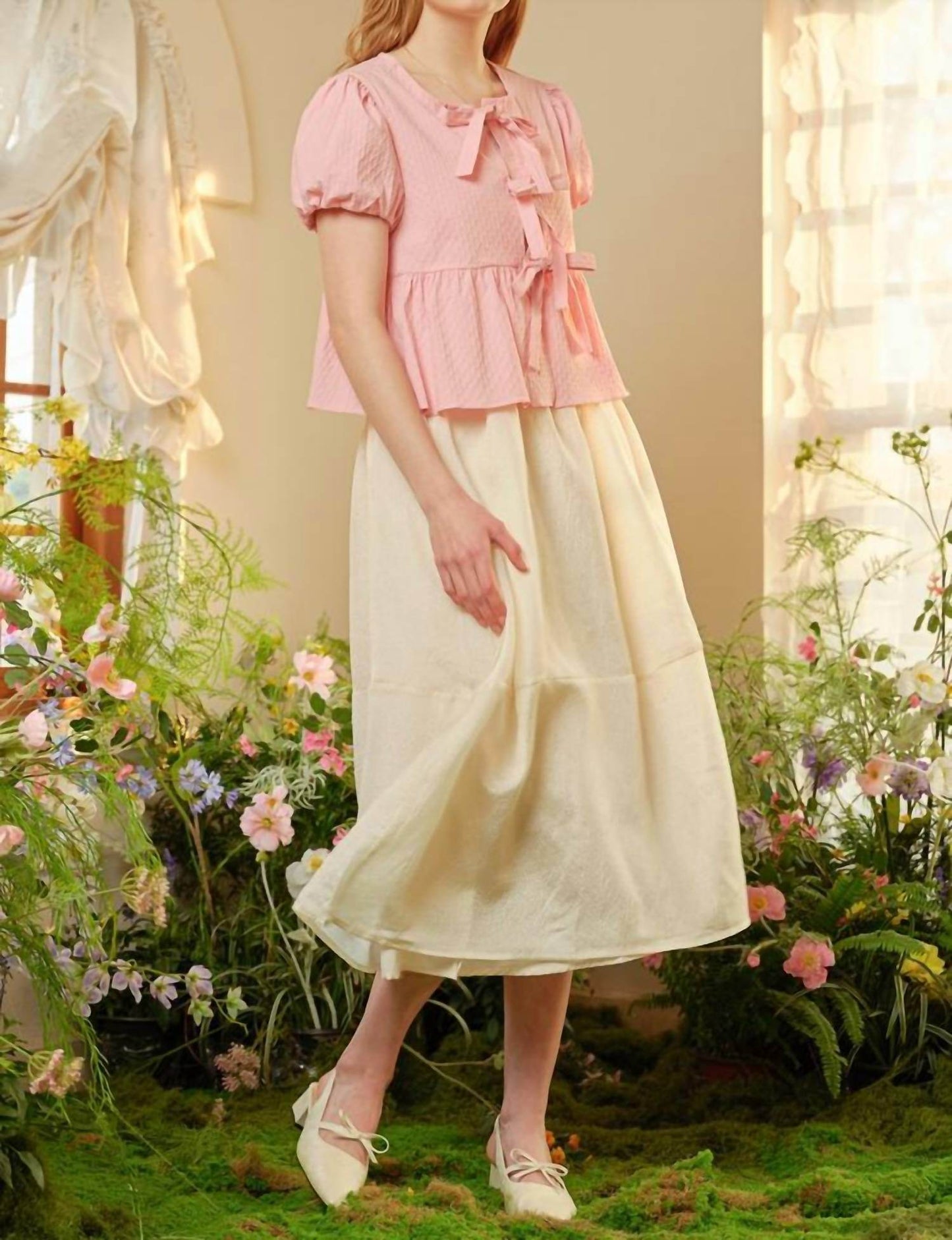 Rosie Posie - Textured High Waisted Midi Skirt - Rack Hunt -