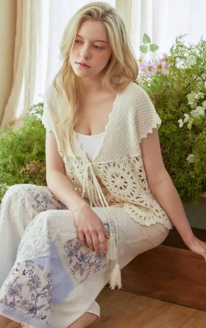 Crochet Geometry Pattern Short Sleeves Top
