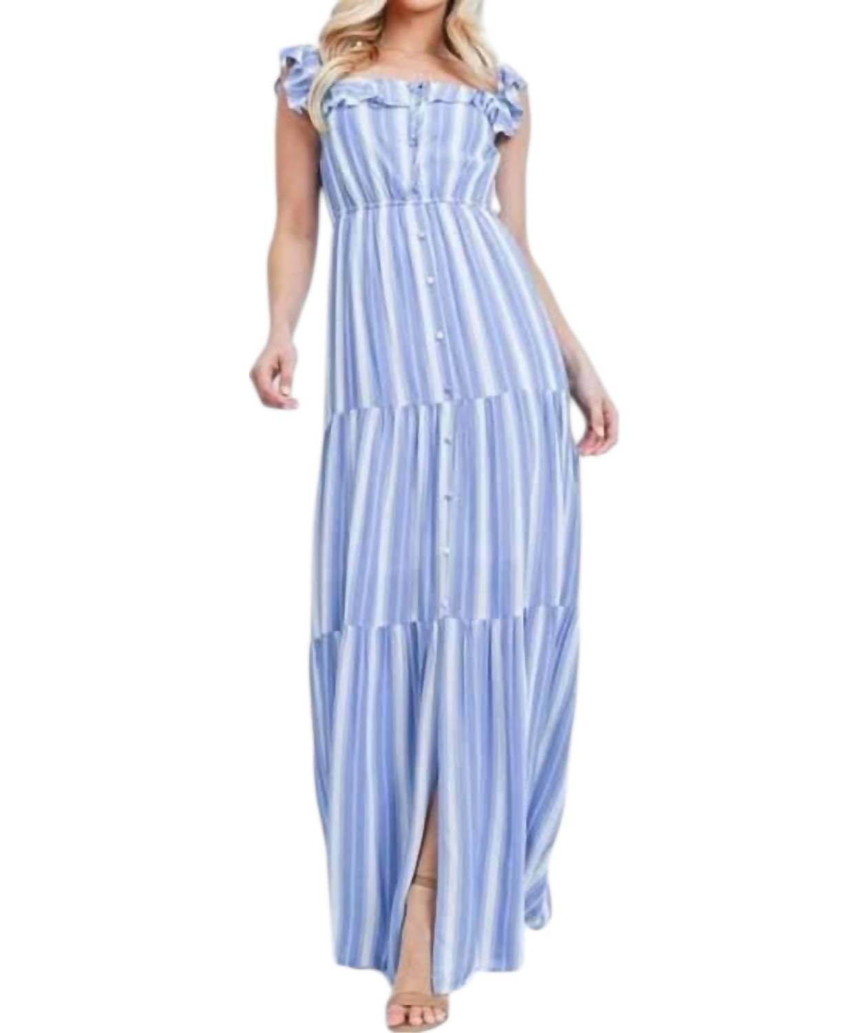 PinkBlush - Striped Tiered Maxi Dress - Rack Hunt -