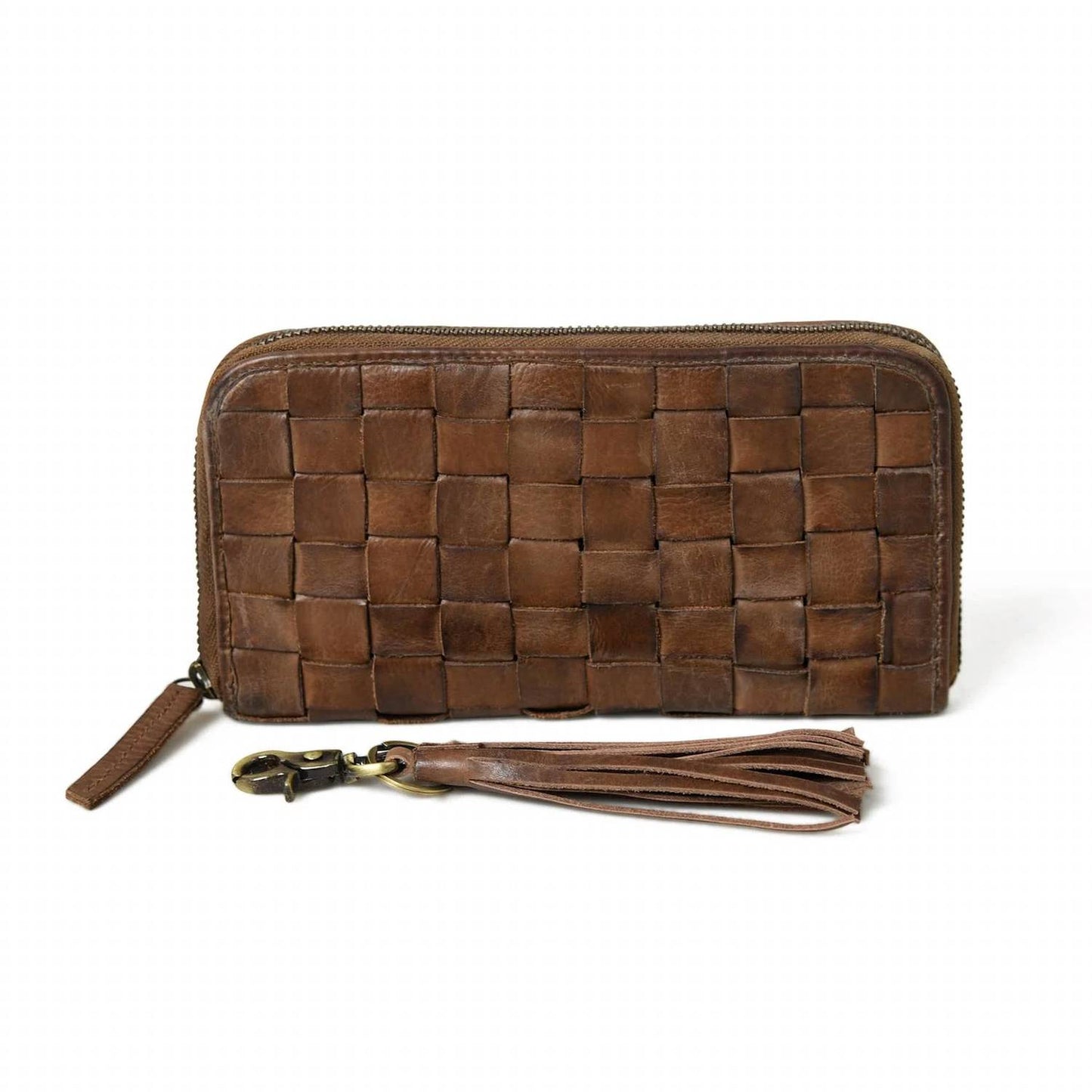 Women's Cata Woven Leather Zip Wallet