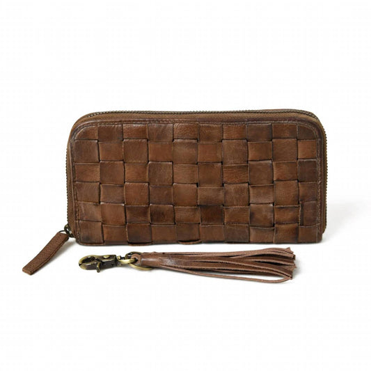 Women's Cata Woven Leather Zip Wallet
