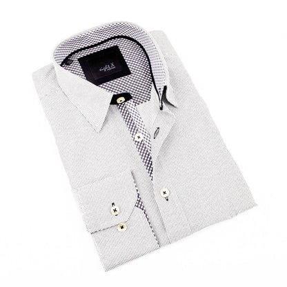 Men's Button Down Jacquard Shirt With Checkered Trim