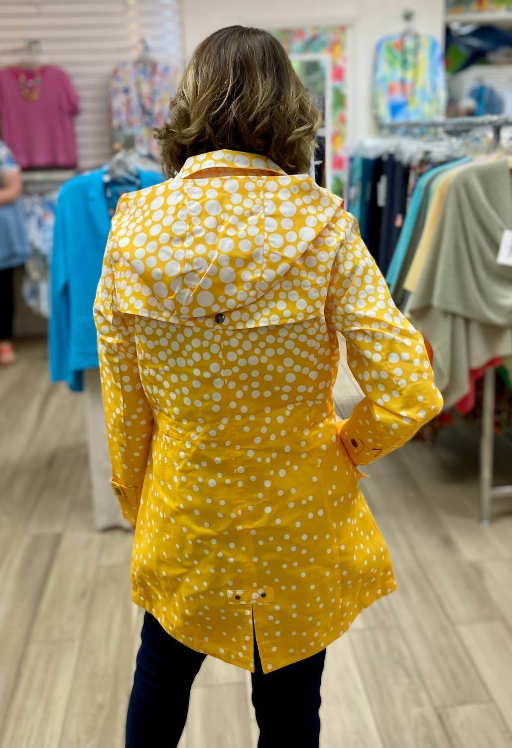 Oopera - Dots Hooded Long Sleeve Rain Jacket - Rack Hunt -