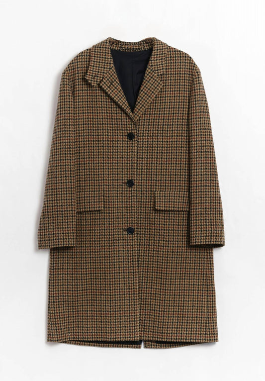 Women's Houndstooth Tweed Overcoat