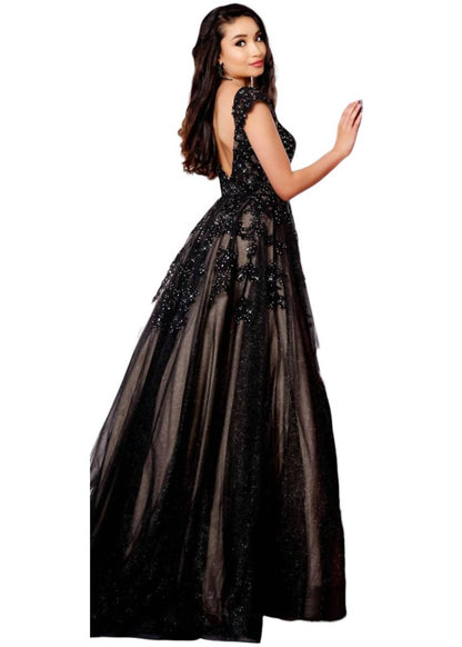 Embroidered Glitter Tulle Dress