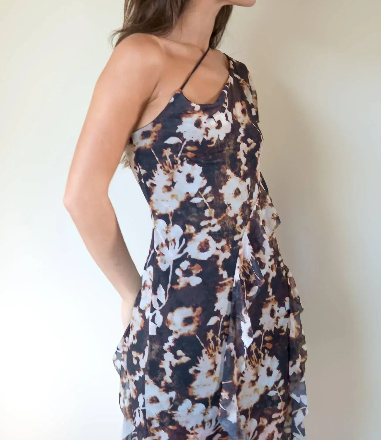 ESTHE - Waterfall Frill Asymmetric Dress - Rack Hunt
