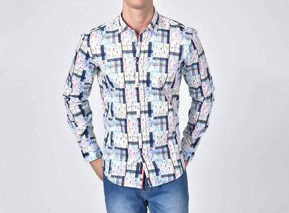 Umbrellas And Plaid In Colorful Rain Drops Button Down Shirt