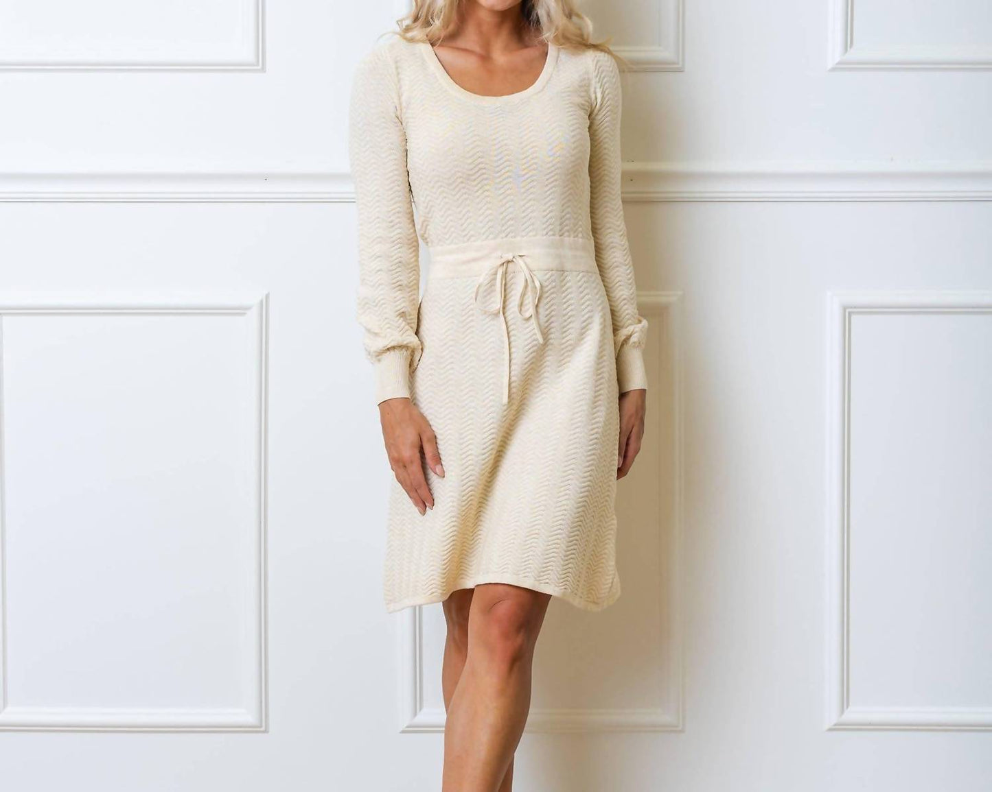 Organic Cotton Tie Waist Sweater Dress