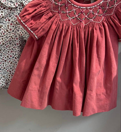 Girl's Isabella Hand Smocked Corduroy Dress