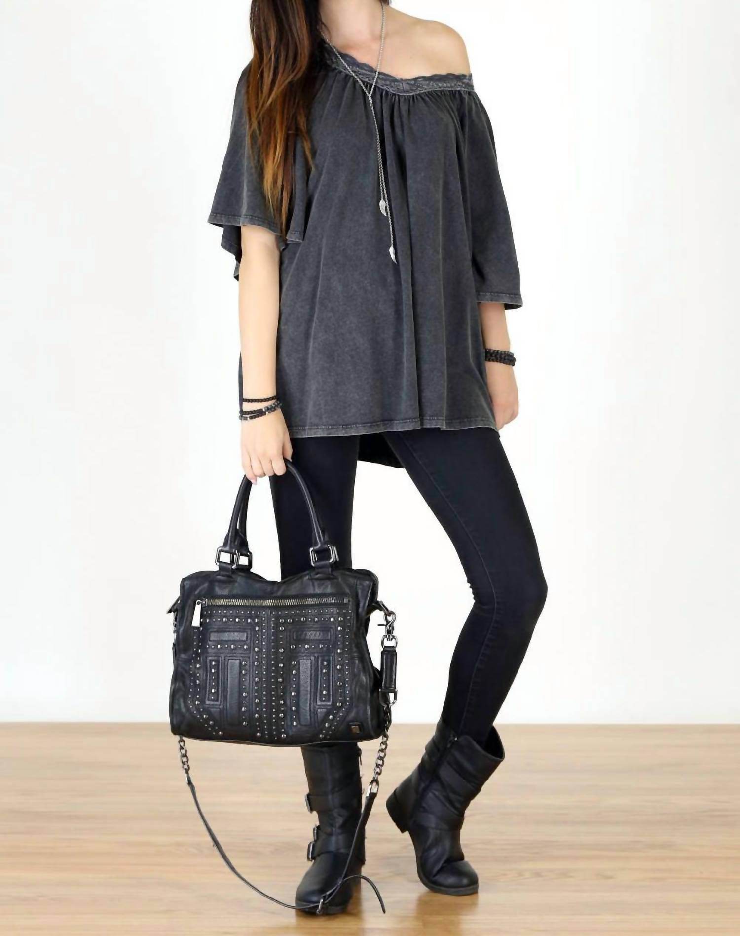 Tough Luv - Boho Victorian Acid Washed Tunic Top - Rack Hunt