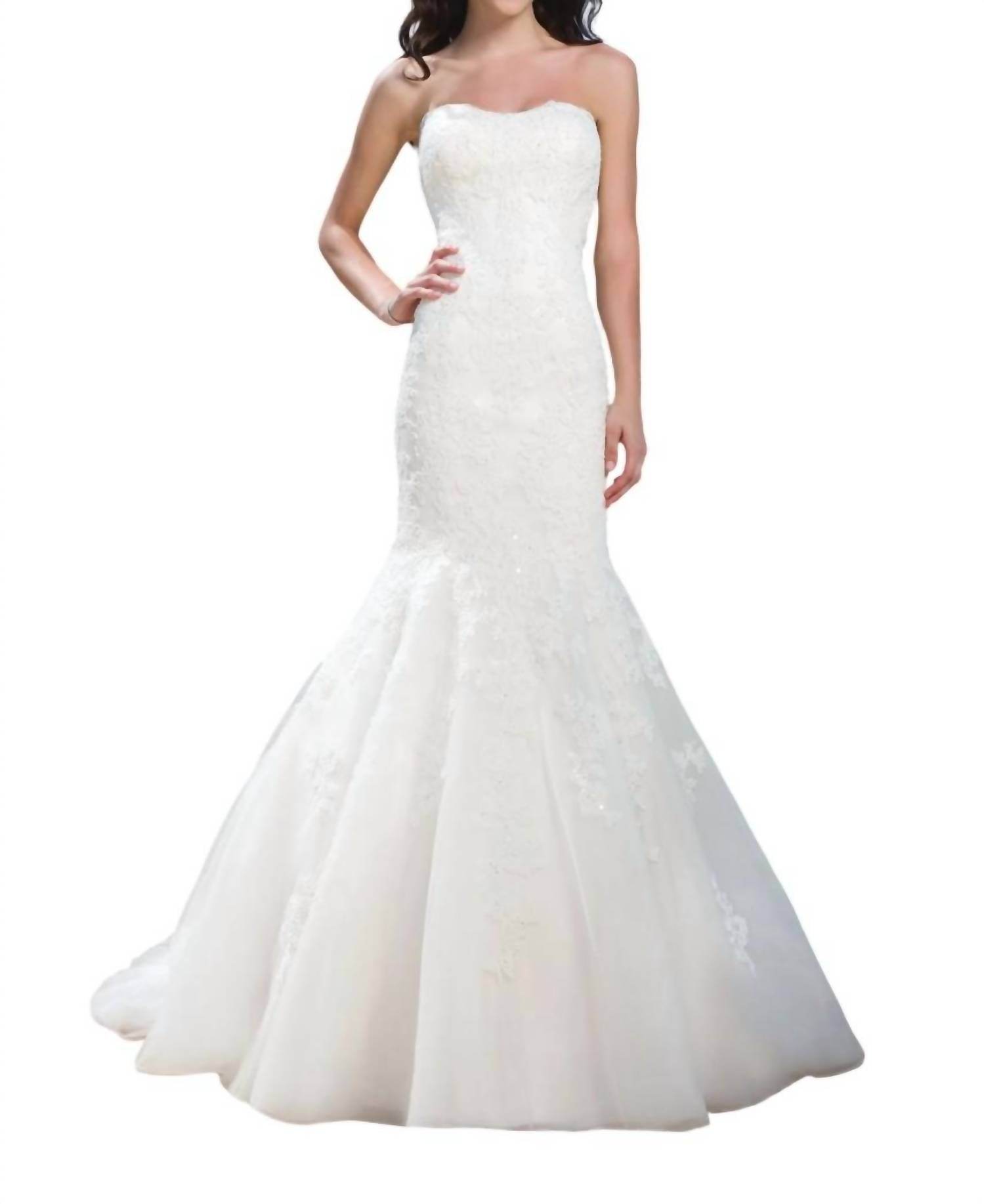 Justin Alexander - Beaded Lace Mermaid Dress - Rack Hunt -