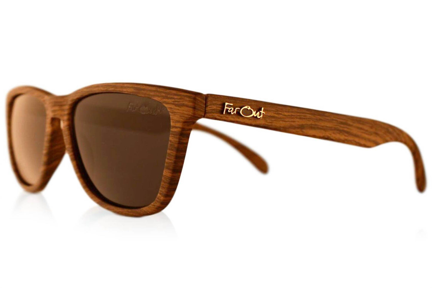 Far Out Sunglasses - Wood Grain Polarized Premiums Black Lens - Rack Hunt -
