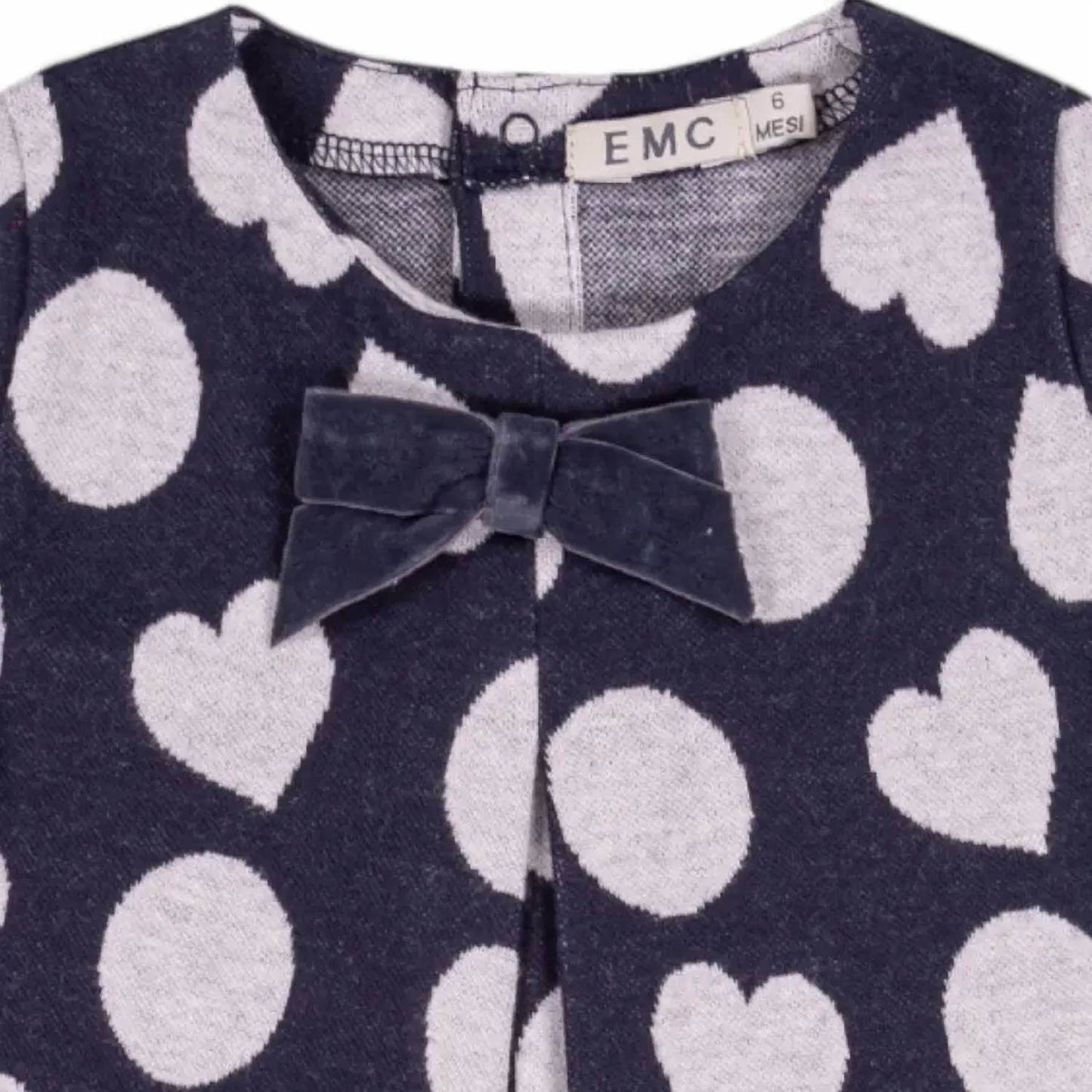 EMC - Girl's Yarn Dyed Knit Dress With Hearts And Bow - Rack Hunt -